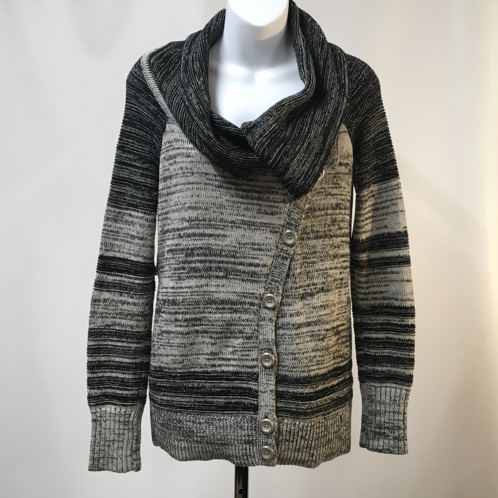 A/X Armani Exchange Black Gray Button Sweater